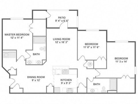 C2B_3BD 2 Bath_1384 sqft